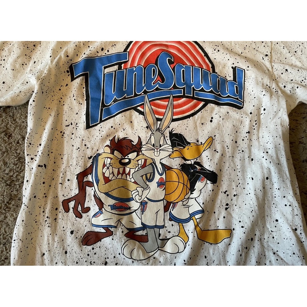 Space Jam T-Shirt Mens Medium White Tune Squad Looney‎ Tunes Speckle Graphic Tee